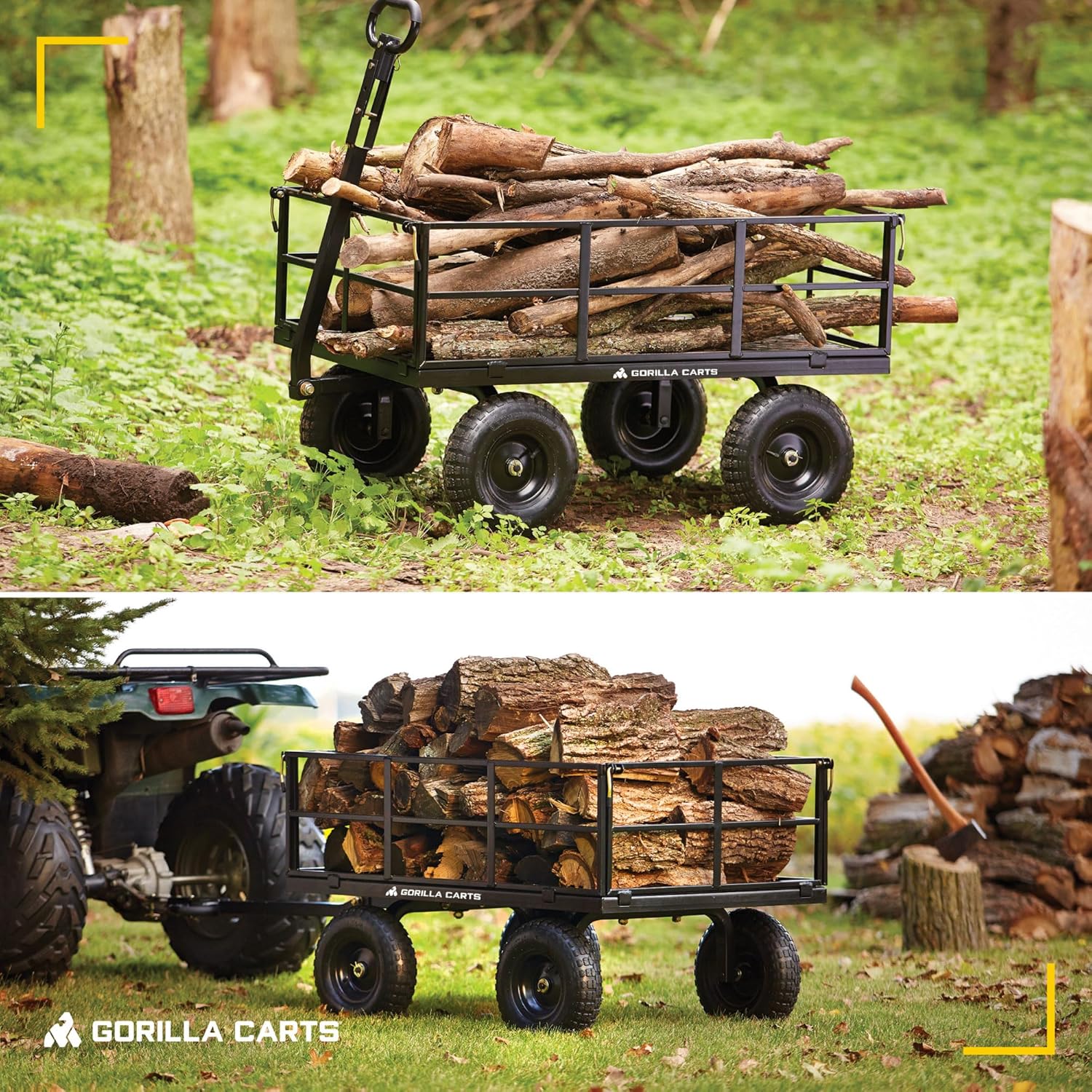 Gorilla Carts 800-Pound Capacity Heavy Duty Steel Mesh Versatile Utility Garden Wagon with Easy Grip Handle for Outdoor Hauling, Red, Model GOR800-COM | 800-lb Capacity Steel Utility Garden Cart for Homeowners and Contractors Hauling Firewood, Bricks and…