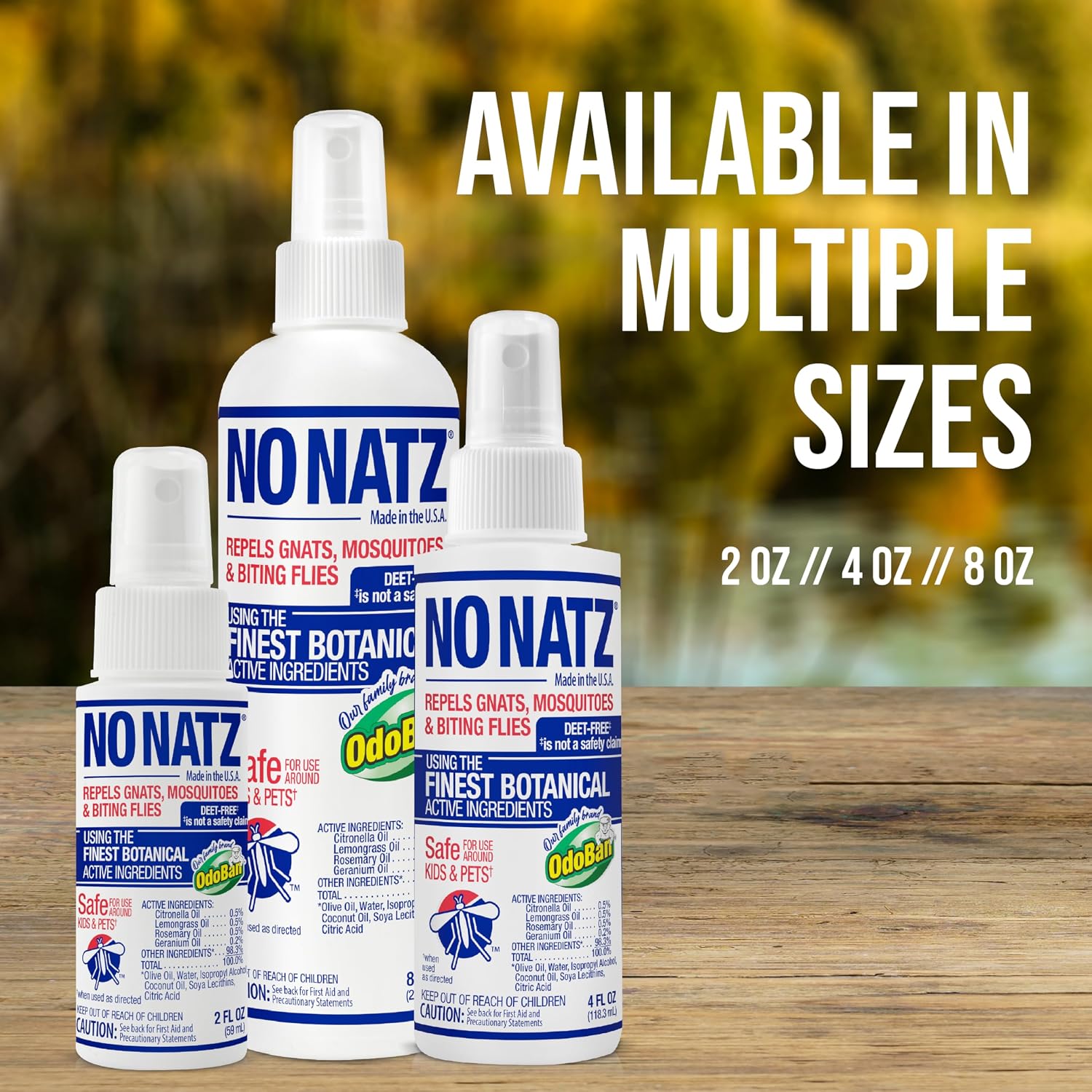 No Natz Botanical Insect Repellent, DEET-Free, Made with Natural Essential Oils, Non-Greasy Formula, Made in the USA, Fresh Scent