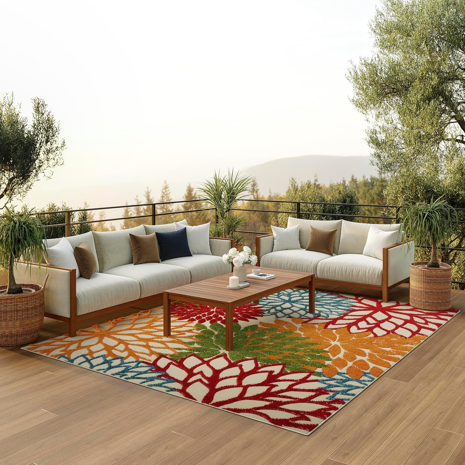 Nourison Home Aloha Indoor/Outdoor Black White 2'8" x 4' Area Rug, Tropical, Botanical, Easy Cleaning, Non Shedding, Bed Room, Living Room