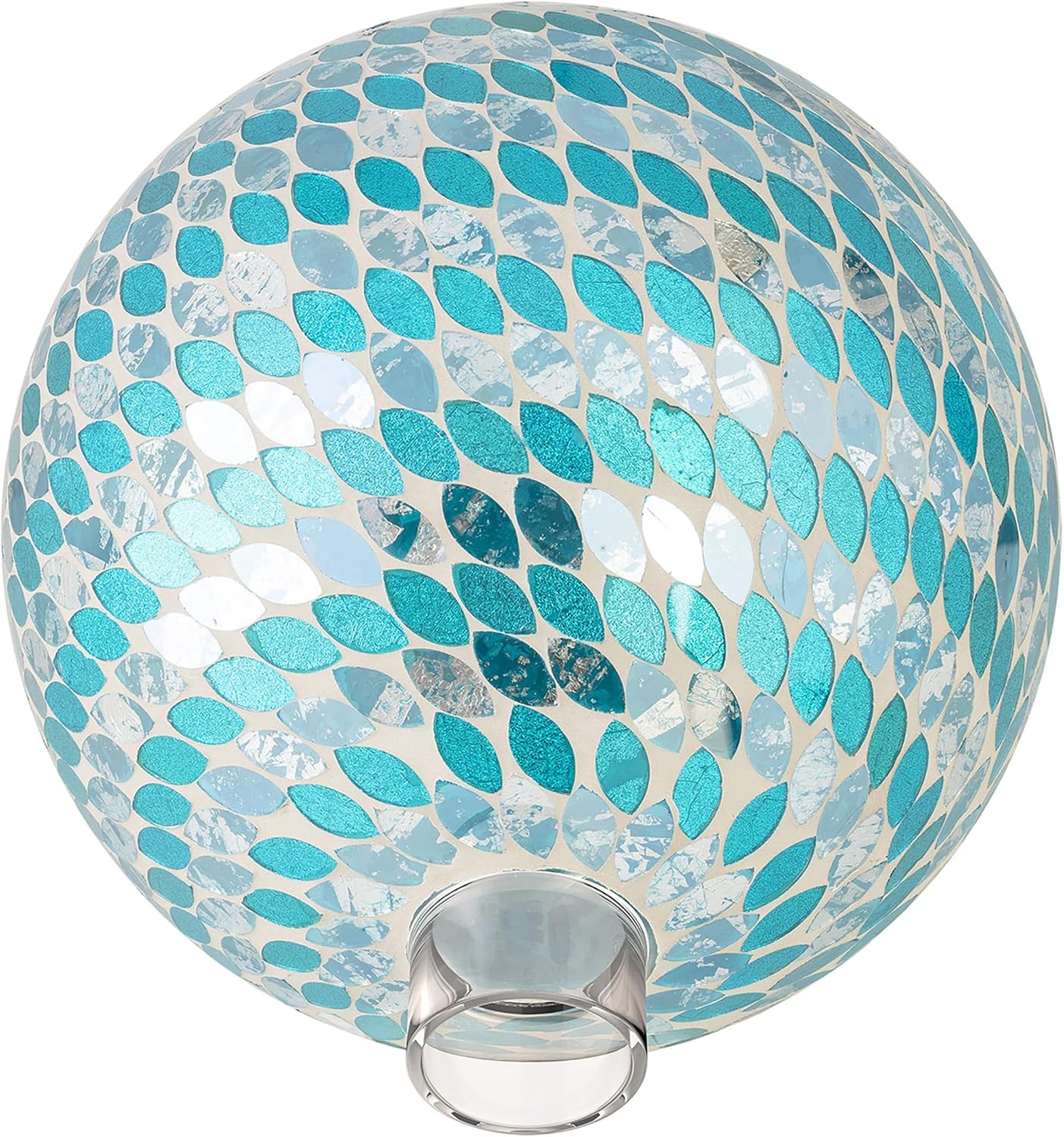 Alpine Corporation 10" Diameter Indoor/Outdoor Glass Mosaic Gazing Globe Yard Decoration, Purple Pearlized Petals Design