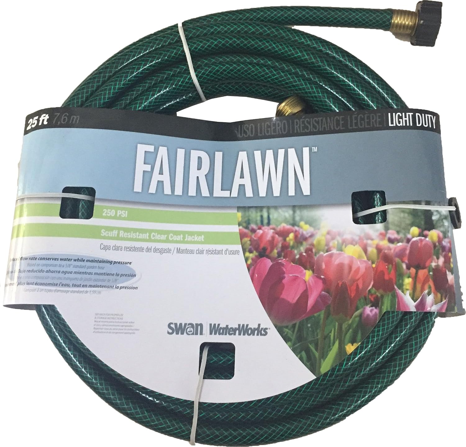 Swan Products Fairlawn Light Duty Water Saver Chore Garden Hose 25 ft x 1/2", Green