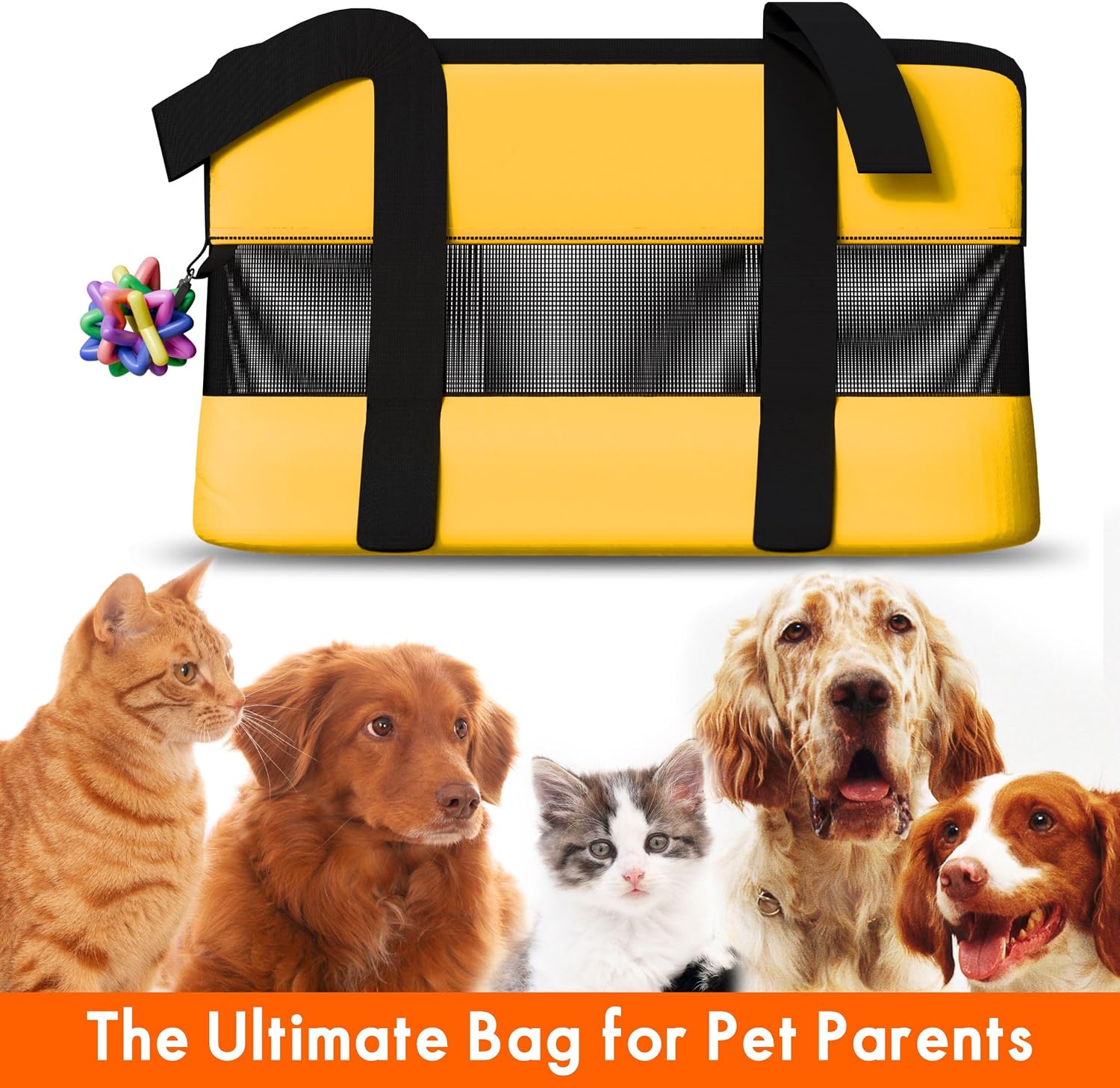 17" Soft Sided Cat and Dog Pet Carrier Bag for Travel with Bonus Toy Ball - Ideal and Compatible for Small Cats and Dogs - Versatile and TSA Airline