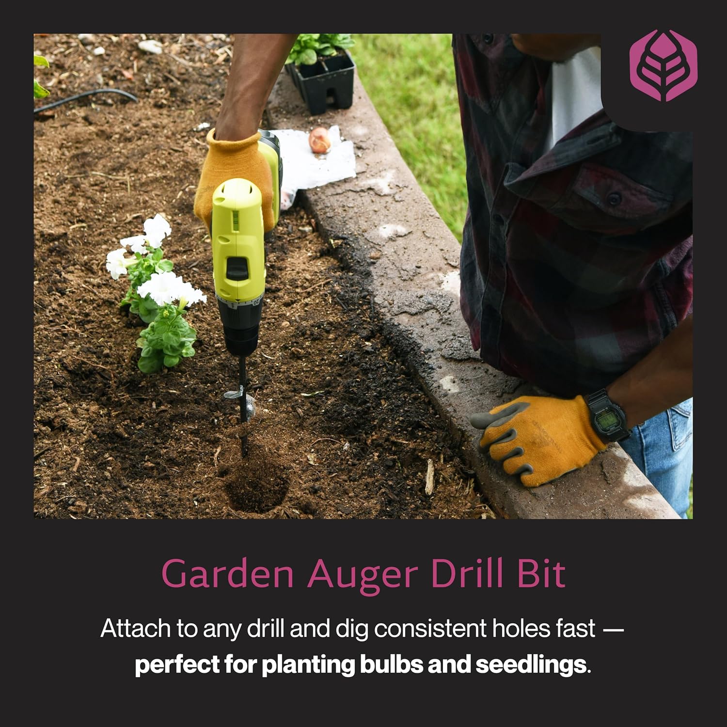 Yard Butler IREA-4 Roto Earth 18” Auger Drill Bit - Digging Tool for Effortless Bulb Planting - Multi-Use Drill - Heavy-Duty Garden Tool - Power-Coated Steel - Rust-Resistant | Powder-Coated Steel Digging Tool, Rust-Resistant, Digs Medium-Depth Holes for…