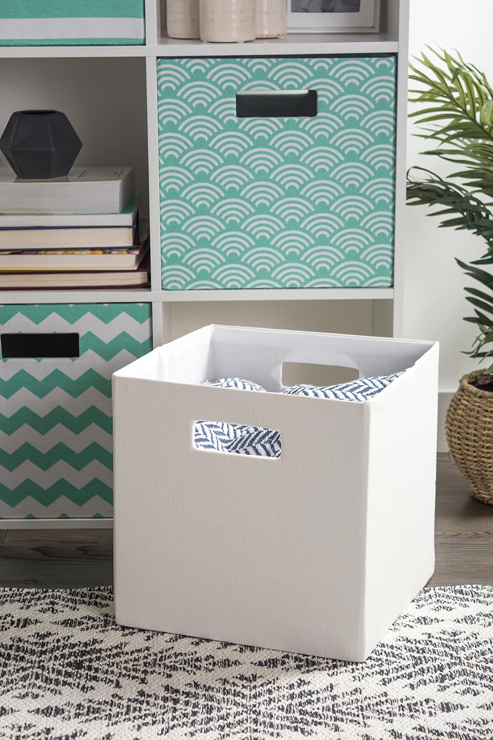 DII Fabric Storage Cube Organizer Bin 13x13x13 Foldable, Teal