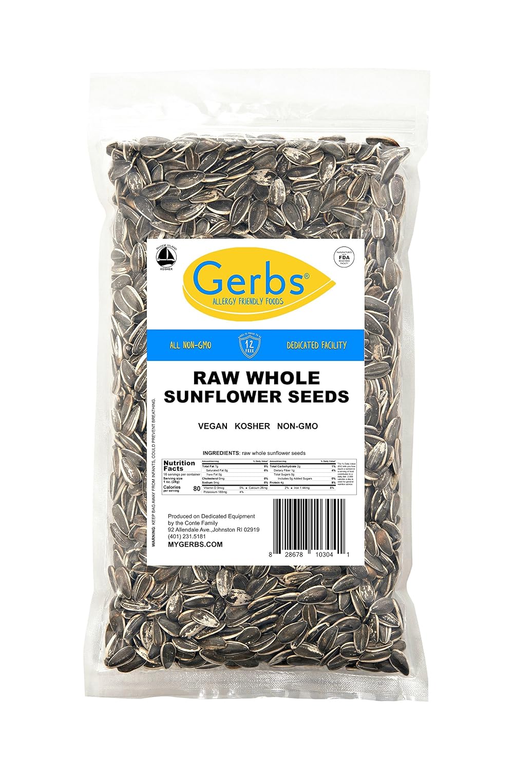 Lightly Sea Salted Sunflower Seed in Shell by Gerbs - 2 LBS - Top 11 Food Allergen Free & Non GMO - Premium Dry Roasted Seeds – COG USA | Small Batch, No Artificial Additives, Resealable Bag | Crack-and-Eat Crunchy Snack | Top 14 Allergen-Free
