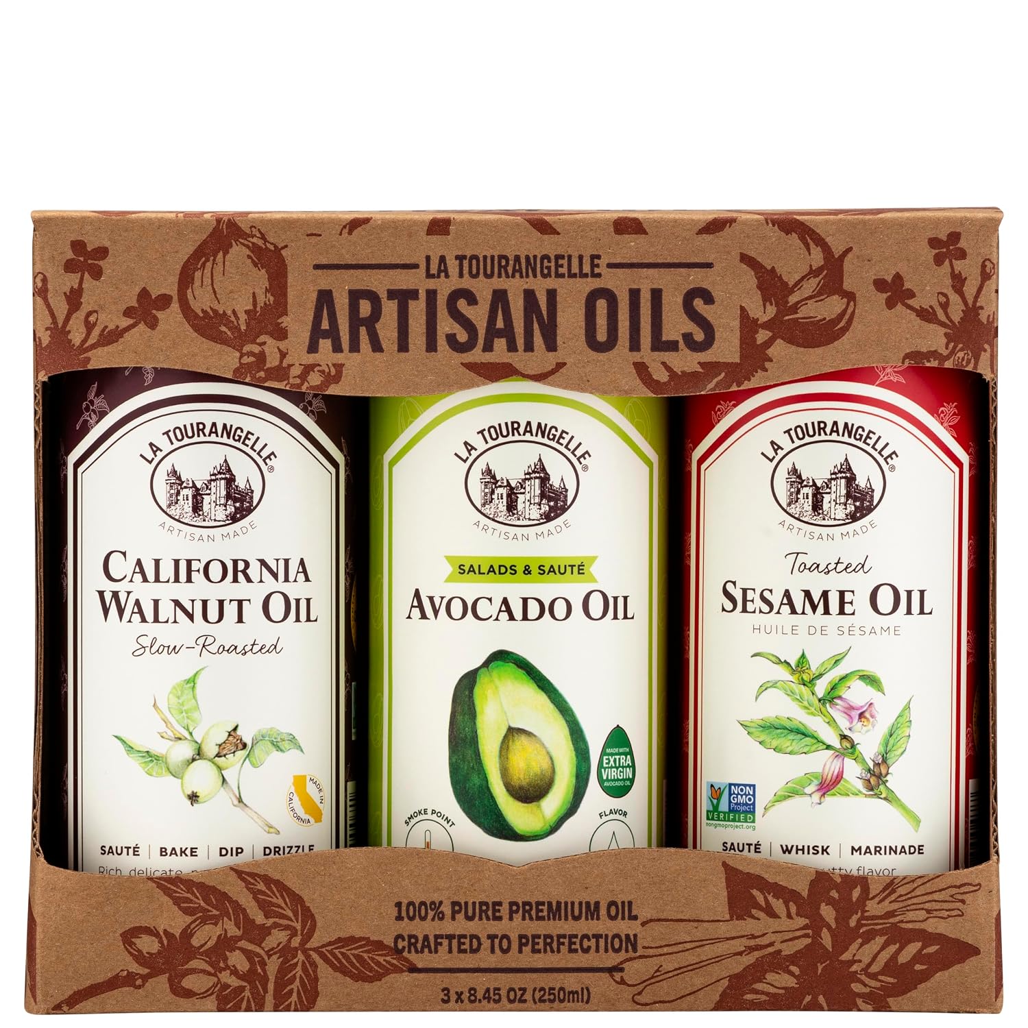 La Tourangelle Toasted Pumpkin Seed Oil, for Cooking, Dressings, 8.45 fl oz | Made Using Traditional Styrian Techniques, Great for Pastas and Spreads, Health and Beauty Oil, Gluten Free, Non-GMO
