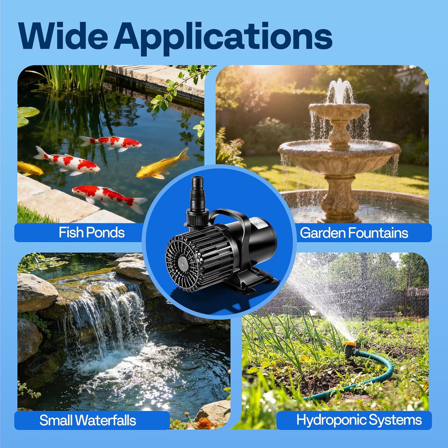 VIVOHOME 100W Pond Pump, 1600GPH Submersible Water Pump for Koi Pond