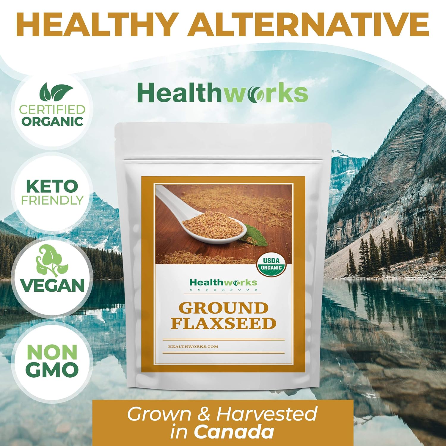 Healthworks Superfoods Organic Ground Flax Seed 3 lb Raw Vegan Keto Non-GMO | Organic, Ground, Omega-3, Fiber, Lignans, Non-GMO, Vegan, Keto, For Smoothies, For Baking, For Oatmeal, Heart Healthy