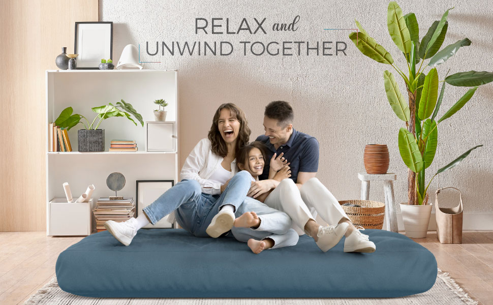 futon mattress comfortable relaxing blue