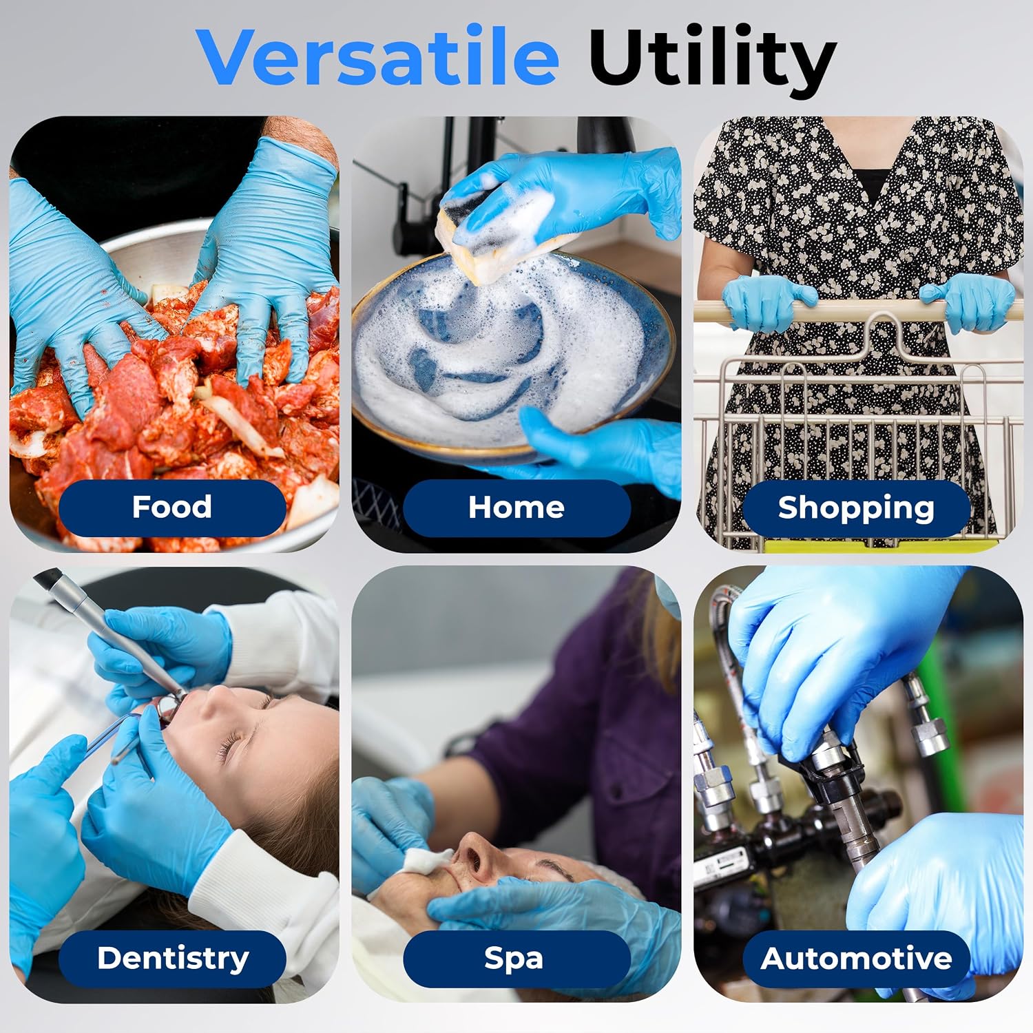 SereneLife 100 Pcs Nitrile Disposable Gloves - Soft Industrial Gloves, Vinyl Gloves Powder-Free, Latex-Free Protective Gloves, Soft and Comfortable