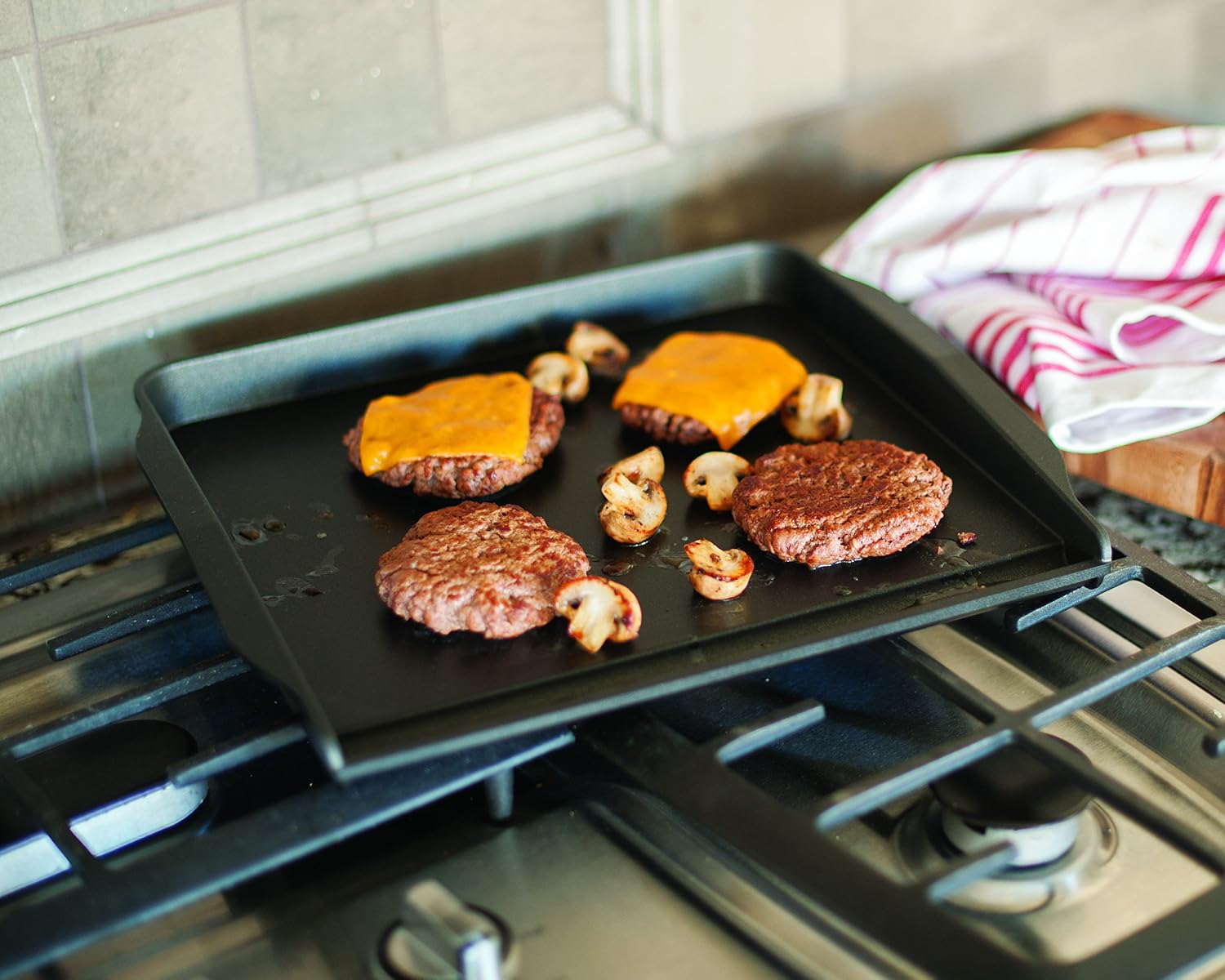 Nordic Ware 2 Burner Backsplash Griddle, Nonstick