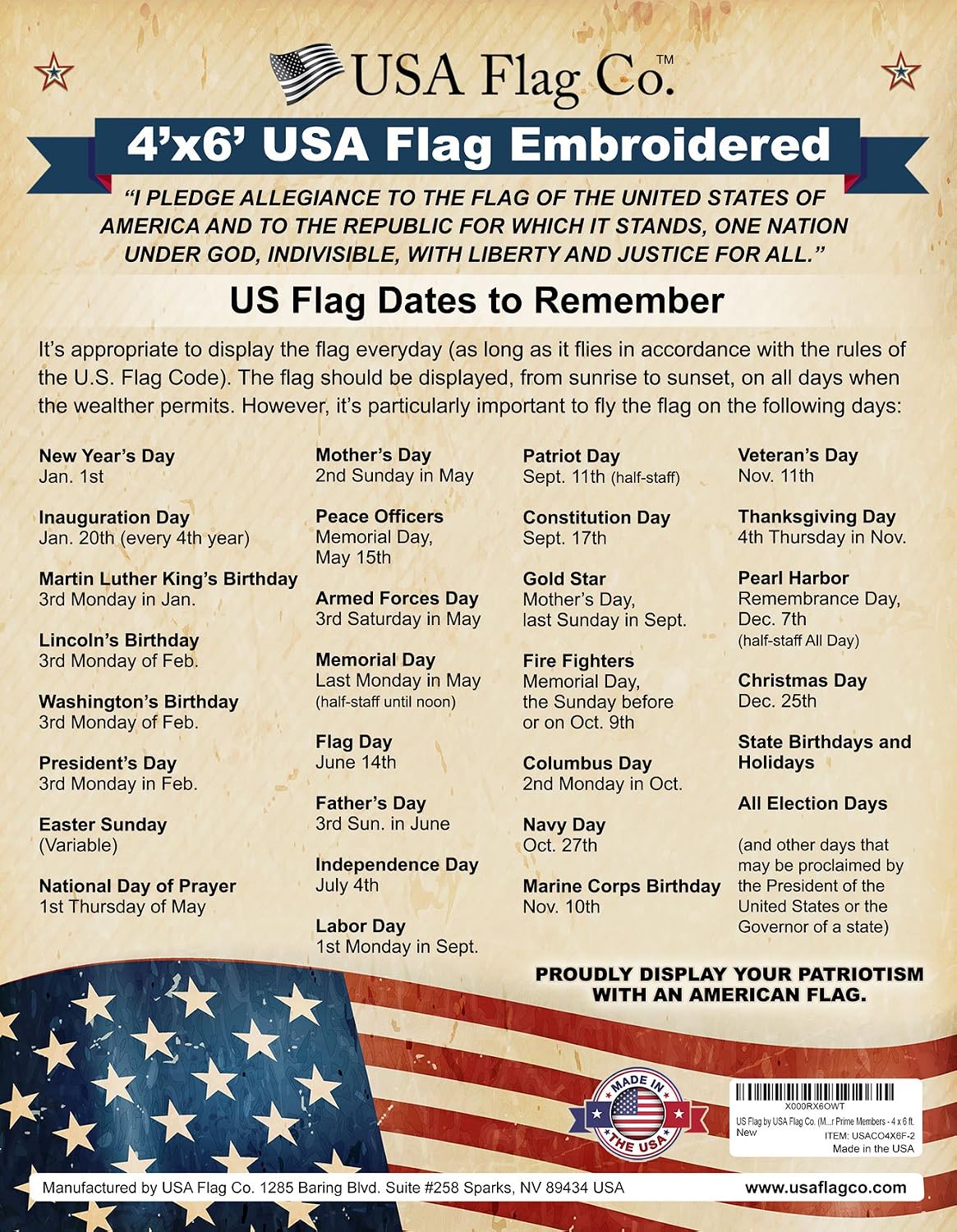 US Flag 4x6 100% American Made: The Best Embroidered Stars and Sewn Stripes American Flag, Made in the USA (4 by 6 Foot)