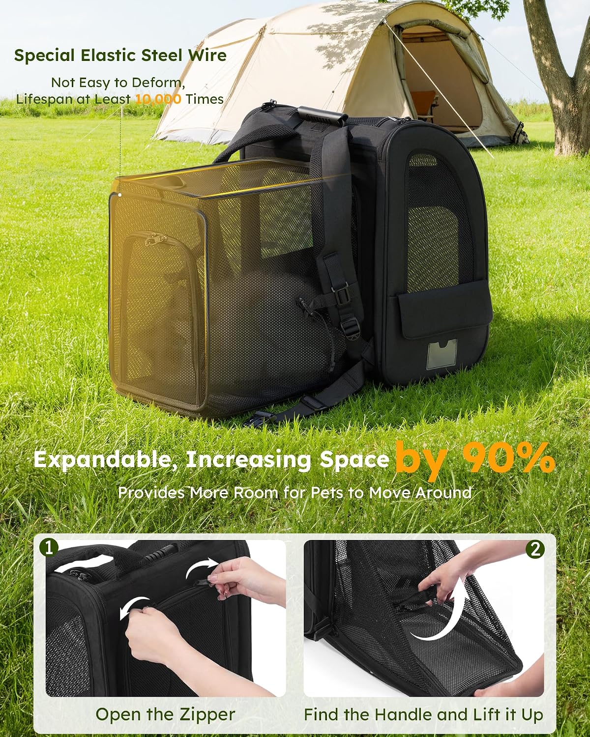 pecute Cat Backpack Expandable, Cat Carrier Backpack with Breathable Window