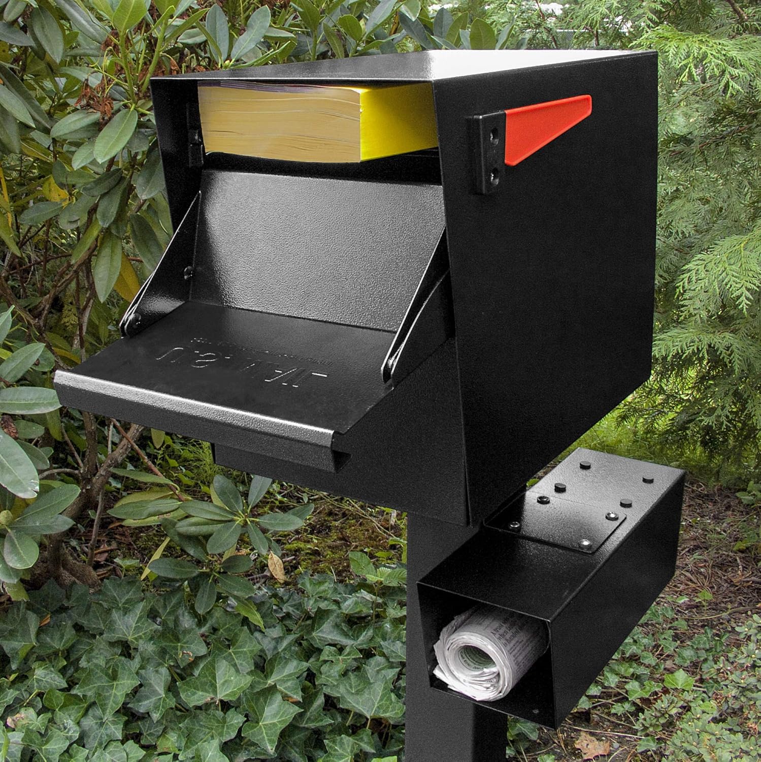 Mail Boss Package Master Locking Post Mount Package Mailbox, USPS Approved | Patented anti-pry lock, oversized package door