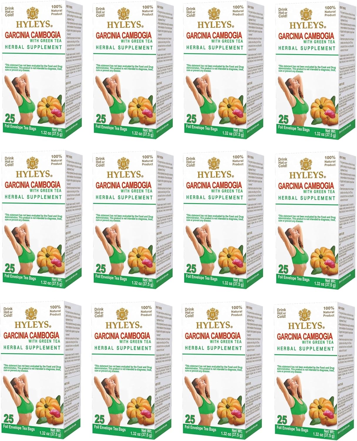 HYLEYS Tea Garcinia Cambogia Green Tea 5 Flavors Assortment - 25 Tea Bags