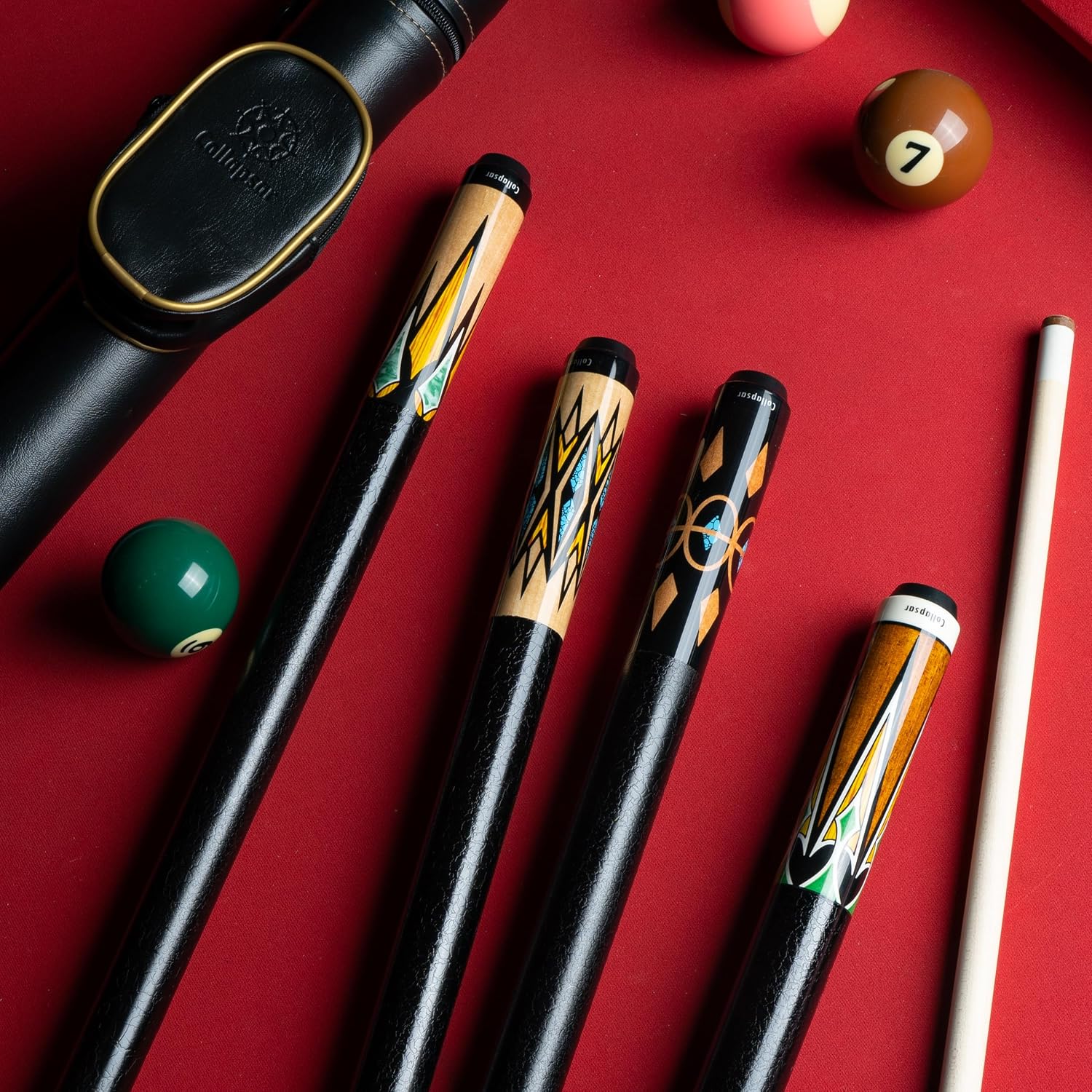 Collapsar CA Pool Stick with 1X1 Hard Case 58" Billiard Cue Stick | Canadian Maple Shaft with 13mm Cue Tip,19-21 oz Professional Pool Cue Set