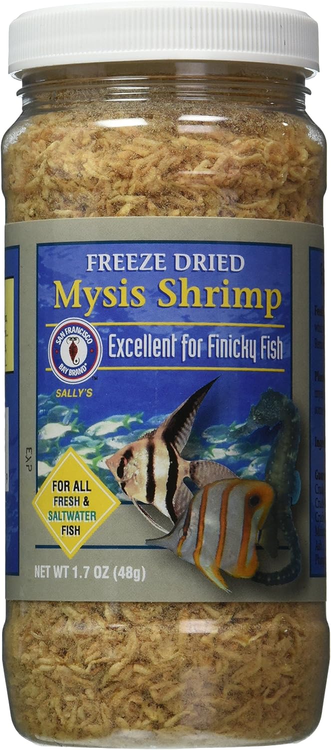 San Francisco Bay Brand Freeze-Dried Mysis Shrimp - Premium Fish Food for Live Fish, Shrimp Food