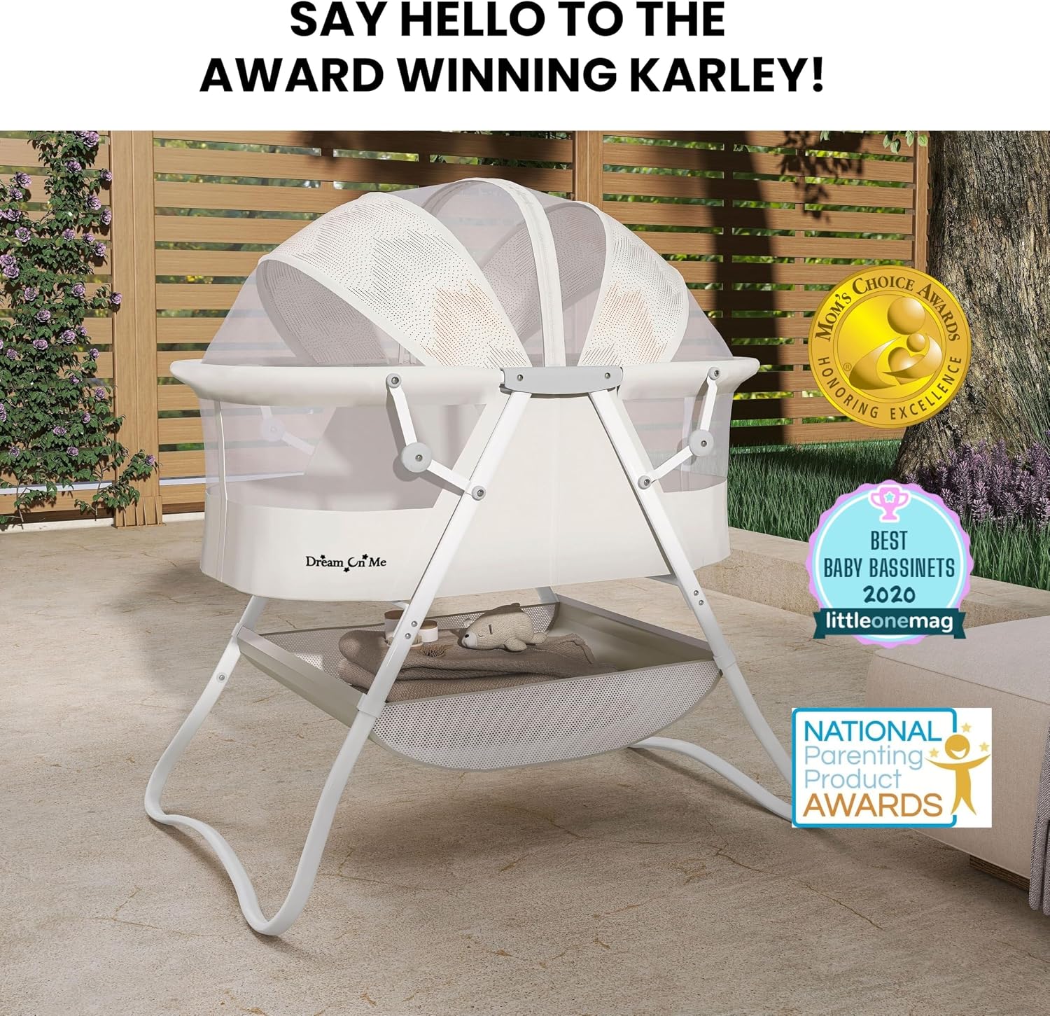 Dream On Me Karley Bassinet in Grey and Pink