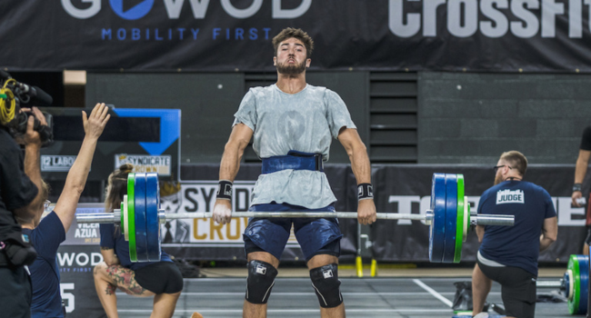 James Sprague competing in the CrossFit games using the Element 26 Knee Sleeves