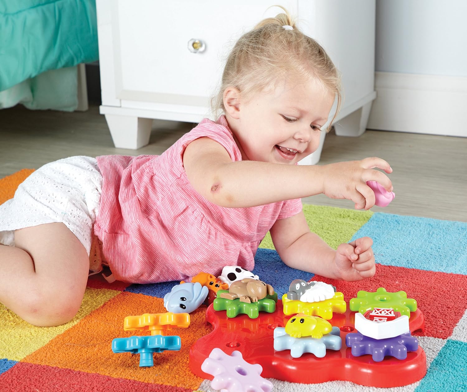 Learning Resources Barnyard Friends Build & Spin - Toddler Sensory Toys, Montessori Building Set, Preschool STEM, Busy Board Cogs and Gears for Kids