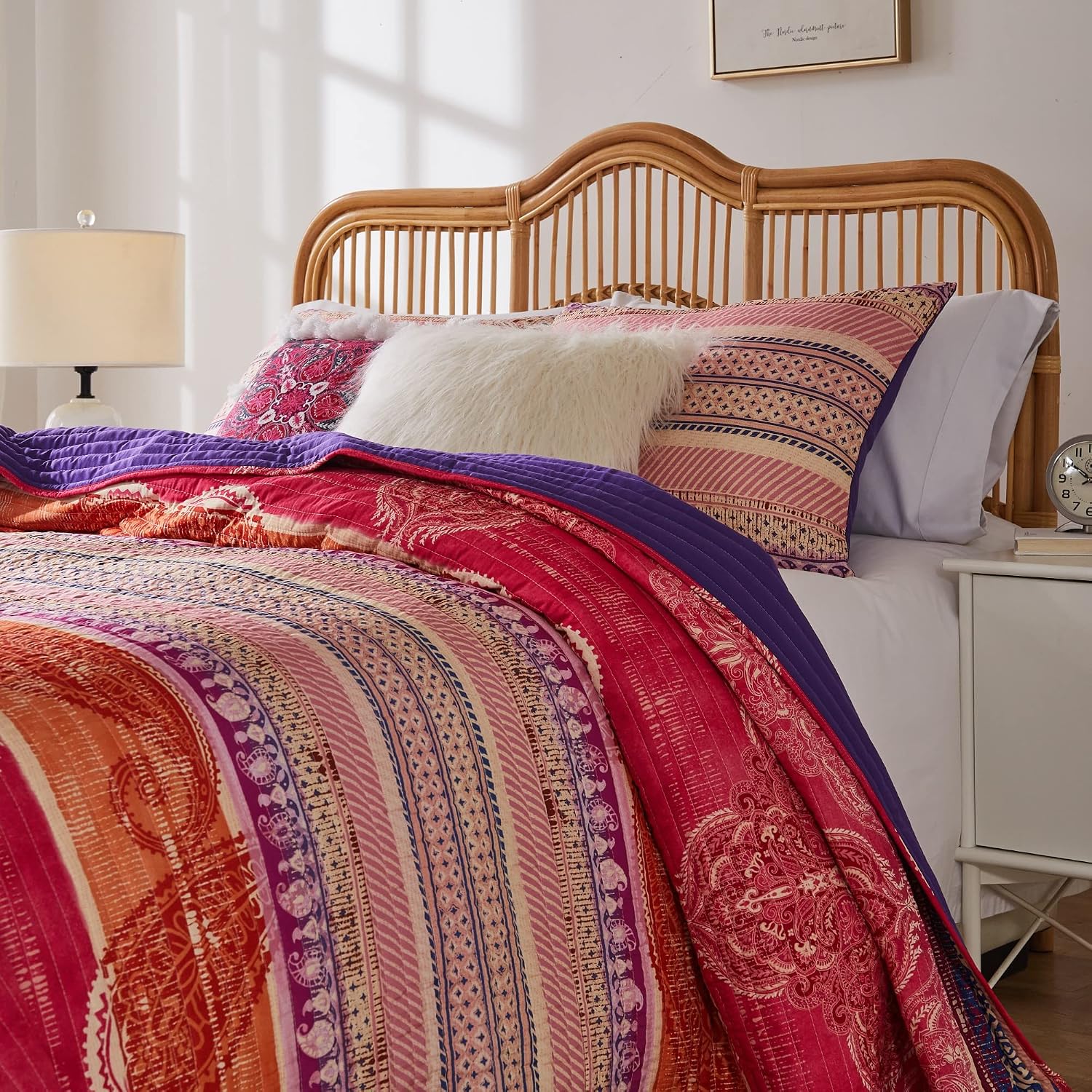 Greenland Home Fashions Ultra-Soft, Reversible, Brushed Microfiber Quilt Set, 3-Piece Full/Queen, Misty Bloom