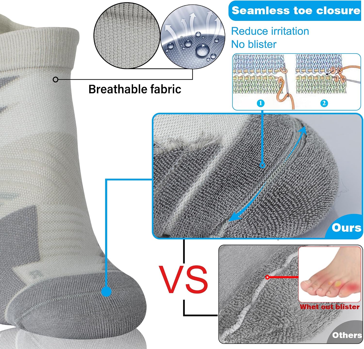 Hylaea Unisex Coolmax No Show Athletic Running Socks, Cushioned No Blisters