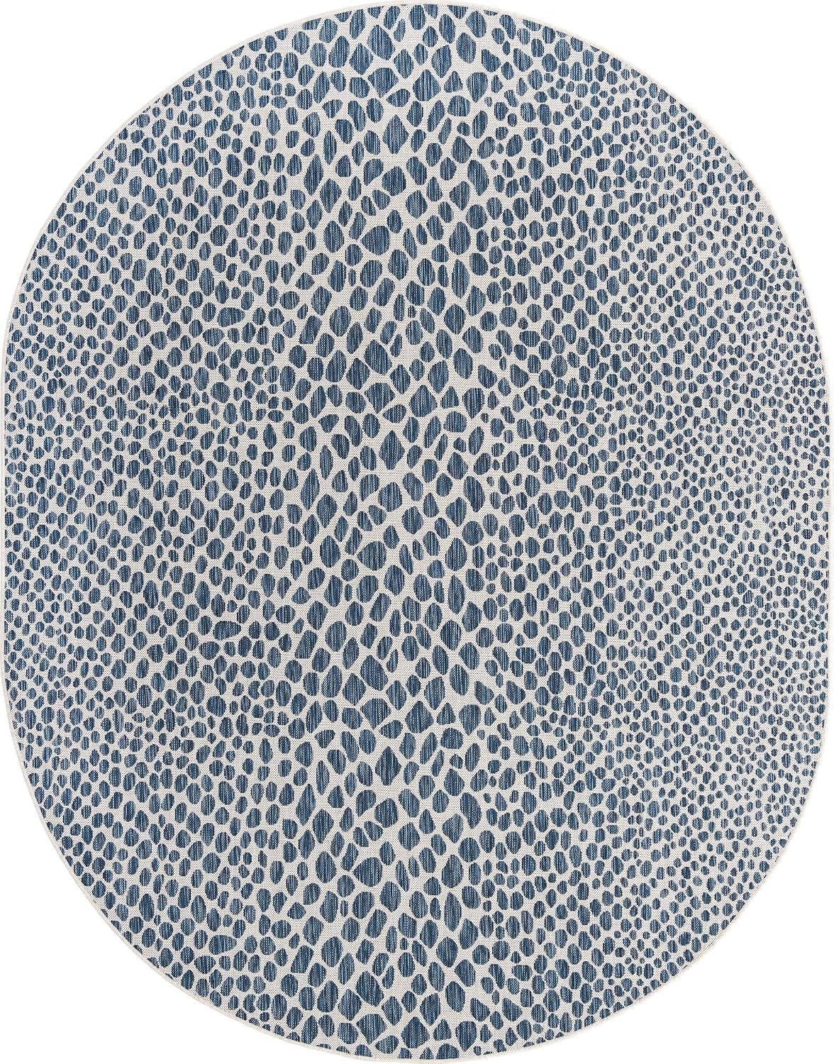 Unique Loom Outdoor Collection Area Rug - Cape Town (9' x 12' Rectangle, Blue/Ivory)