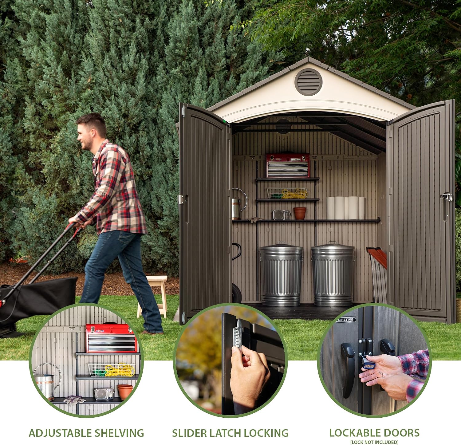 Lifetime 6402 Outdoor Storage Shed, 8 by 12.5 Feet; 2 windows