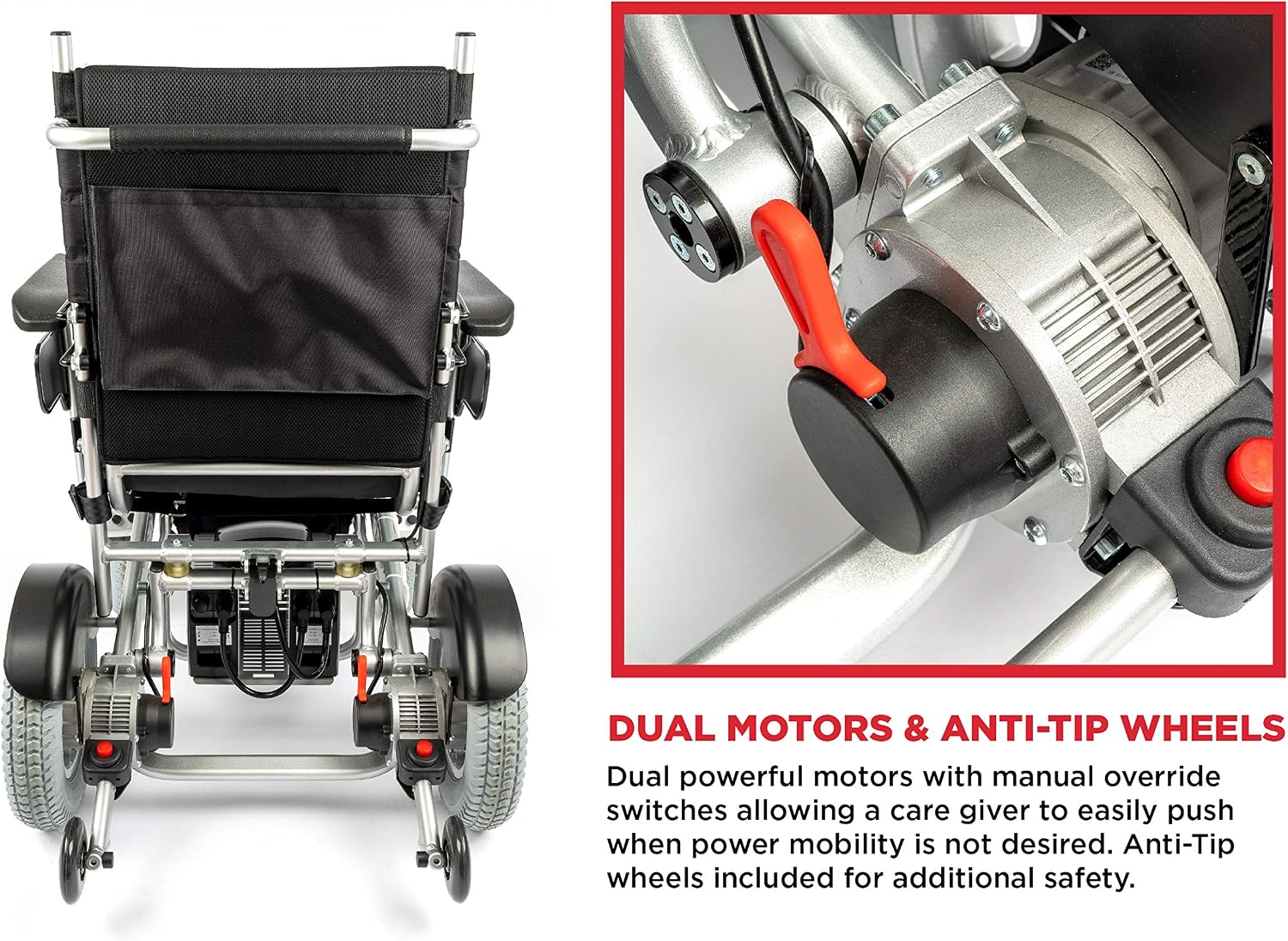 Porto Mobility Ranger The Beast Ultra Heavy Duty Foldable Electric Wheelchair Holds 500lbs 400W Horse Power Dual Motor Folding All Terrain Power
