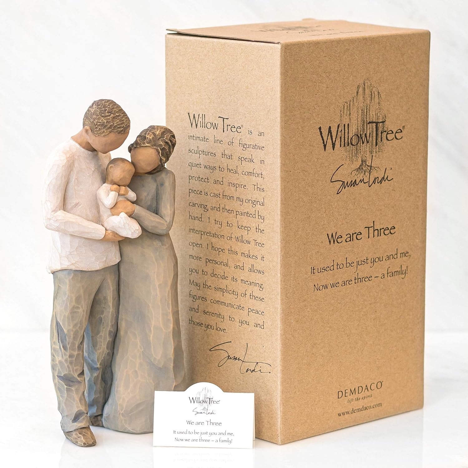 Willow Tree We are Three, Sculpted Hand-Painted Figure, Darker Skin | Cast from a Susan Lordi Original Carving, Celebrates Close Bonds, Meaningful Relationships, Thoughtful Keepsake Gift Idea
