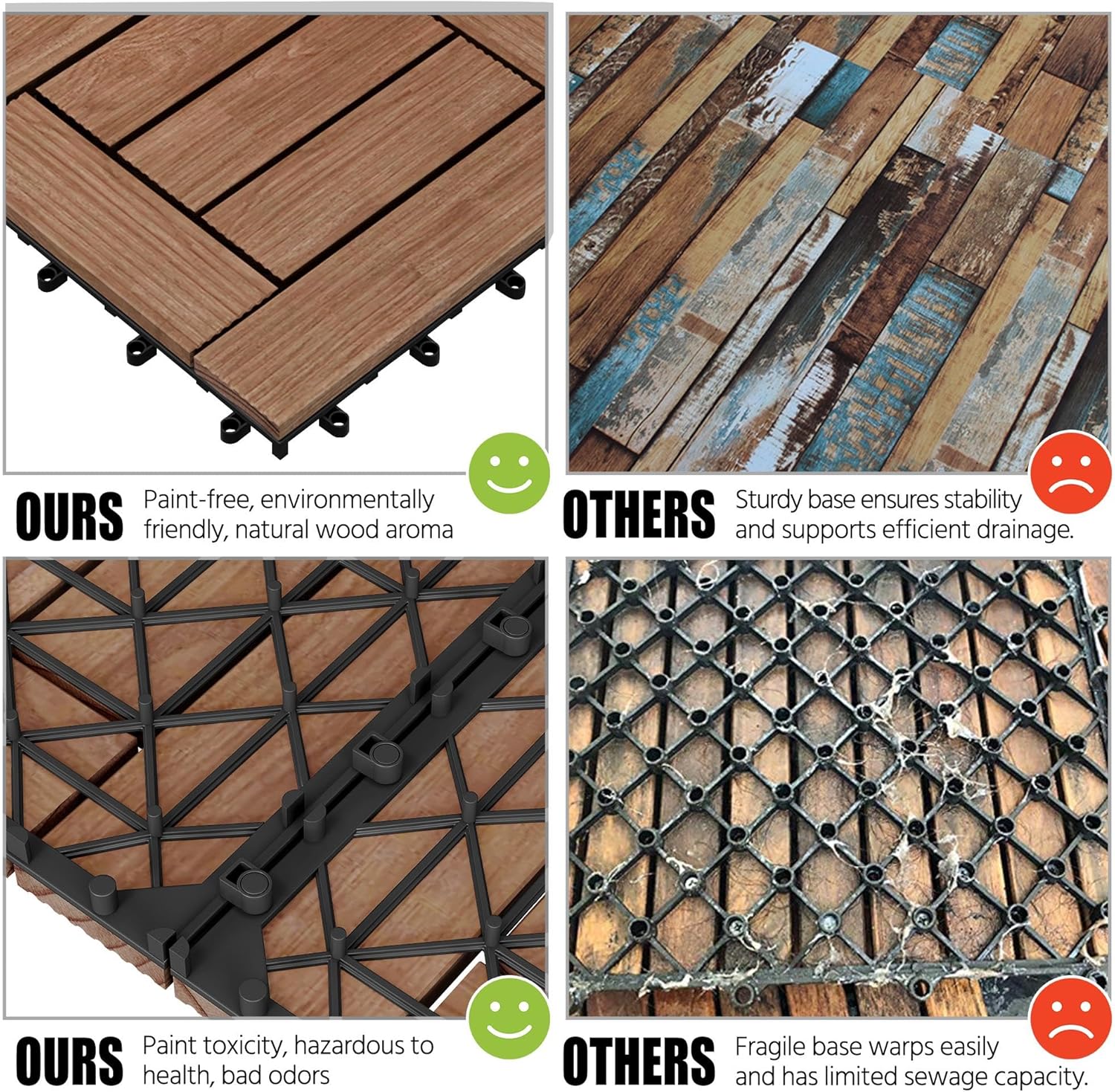 Topeakmart 27PCS Interlocking Deck Tiles 12x12 Patio Flooring, Brown