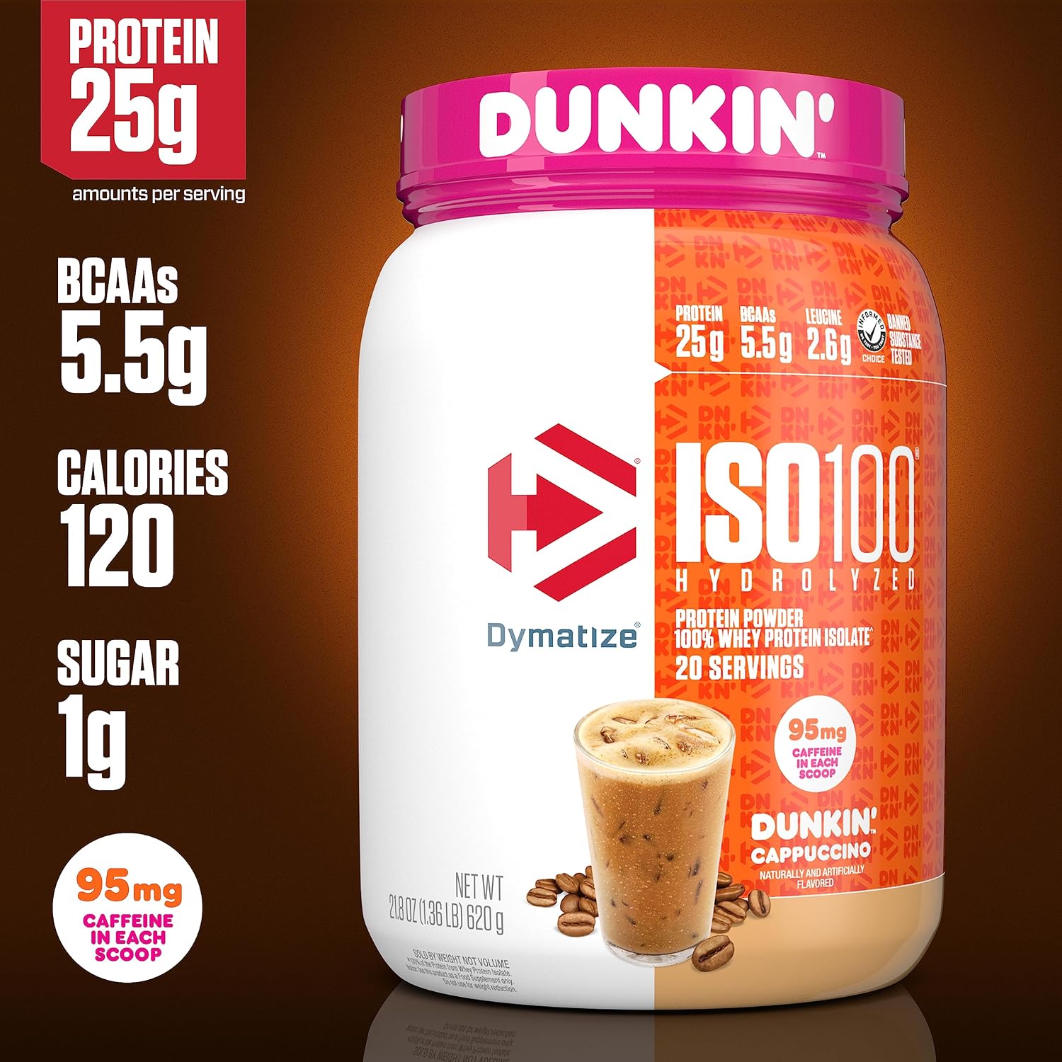 Dymatize ISO100 Protein Powder, 100% Whey Isolate, Gourmet Chocolate | 25g Protein, Hydrolyzed, Fast-Absorbing, Supports Muscle Health, 5.5g BCAAs, Gluten-Free, 76 Servings, 5 lb