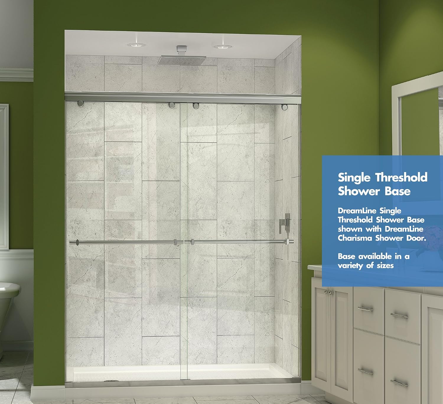DreamLine SlimLine 32 in. D x 32 in. W x 2 3/4 in. H Center Drain Single Threshold Shower Base in White, DLT-1132320