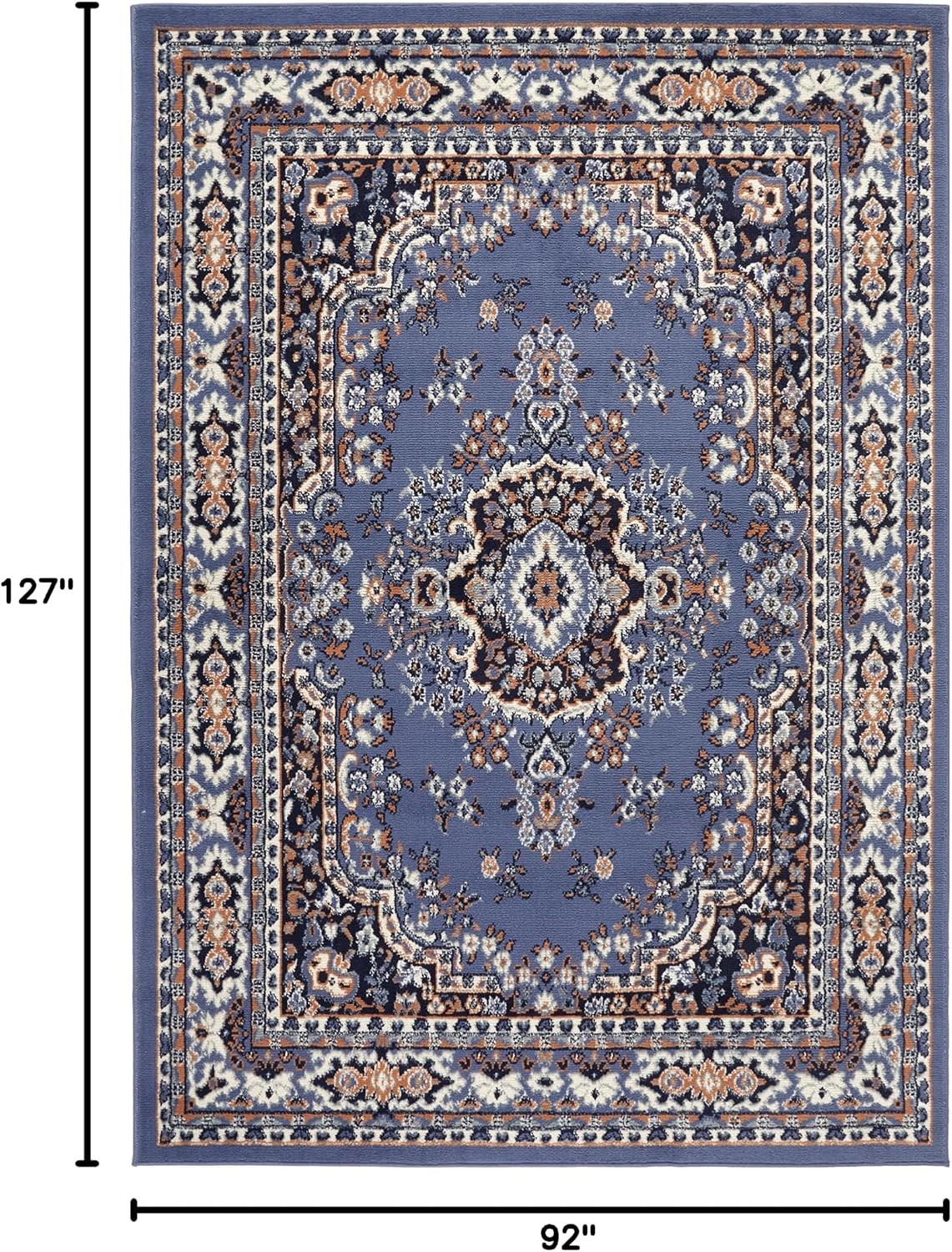 Home Dynamix Premium Sakarya Traditional Medallion Border Area Rug, Ivory/Brown, 7'9"x10'8" Rectangle