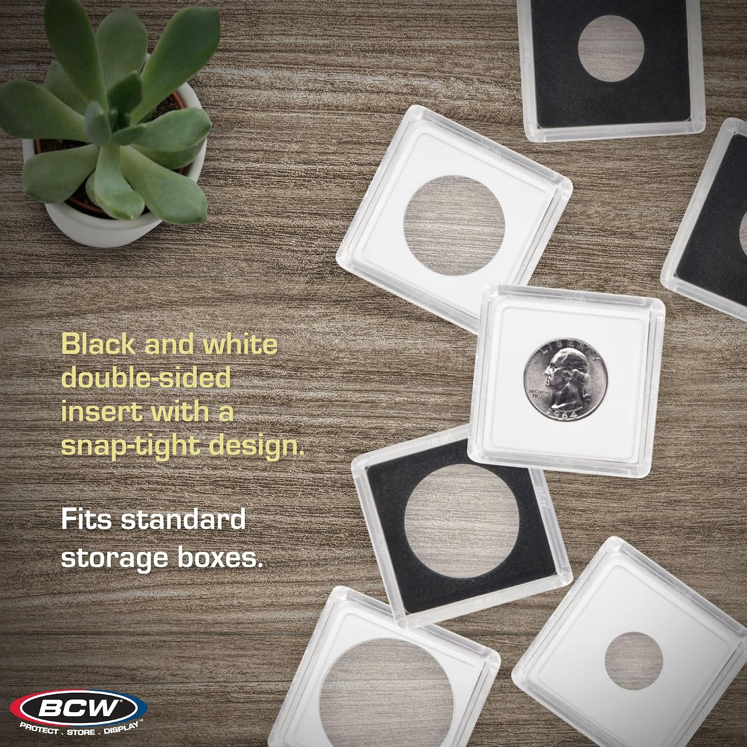 BCW 2x2 Coin Snap - 25 ct Penny Holder | Archival Safe Coin Protector | Crystal Clear Polystyrene Coin Display Case | Ideal for US Lincoln Penny | Coin Holders for Collectors