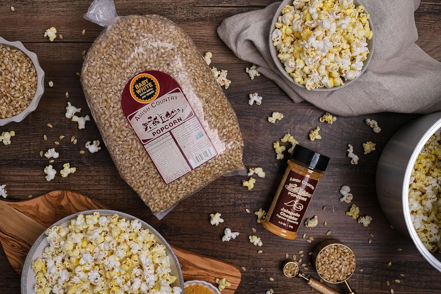 Amish Country Popcorn | 2 lb Bag | Baby White Popcorn Kernels | Small and Tender | Old Fashioned, Non-GMO and Gluten Free (Baby White - 2 lb Bag)
