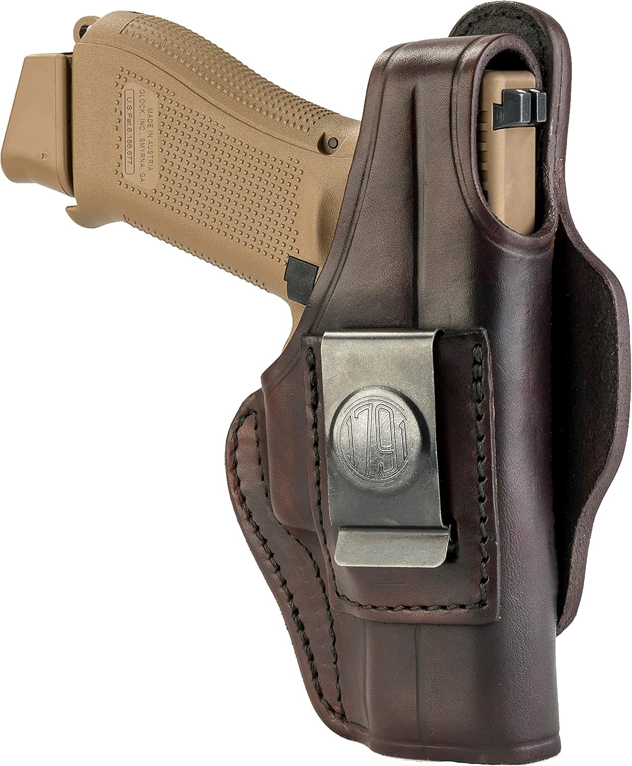 1791 Thumb-Break Gun Holster IWB/OWB, Fits Glock 19, 17, 22, 23, 26, 27 | Right-handed 4-Way leather gun holster also fits Taurus G2, Ruger SR9, Ruger SR9c and S&W M&P 9 M2.0, Glock 32 and 33