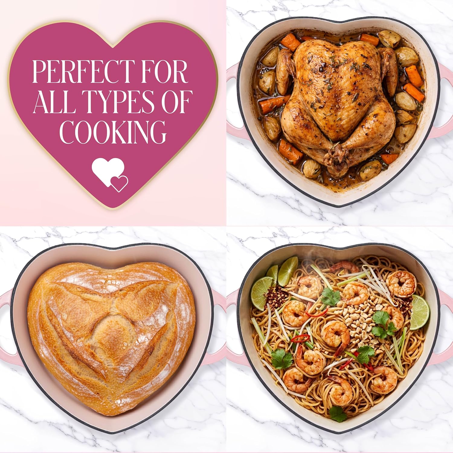 Paris Hilton Enameled Cast Iron Dutch Oven Pot with Lid, Heart-Shaped Dutch Oven, Durable Cast Iron Pot with Dual Handles, Oven Safe to 500°F, Works on All Stovetops, 2-Quart, Cream