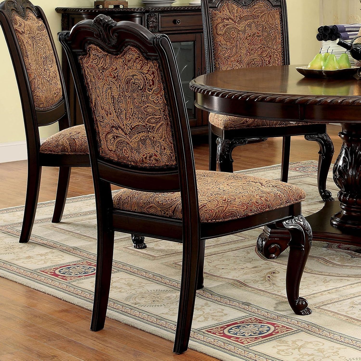 Furniture of America Ferrara 7-Piece Elegant Dining Set, Brown Cherry