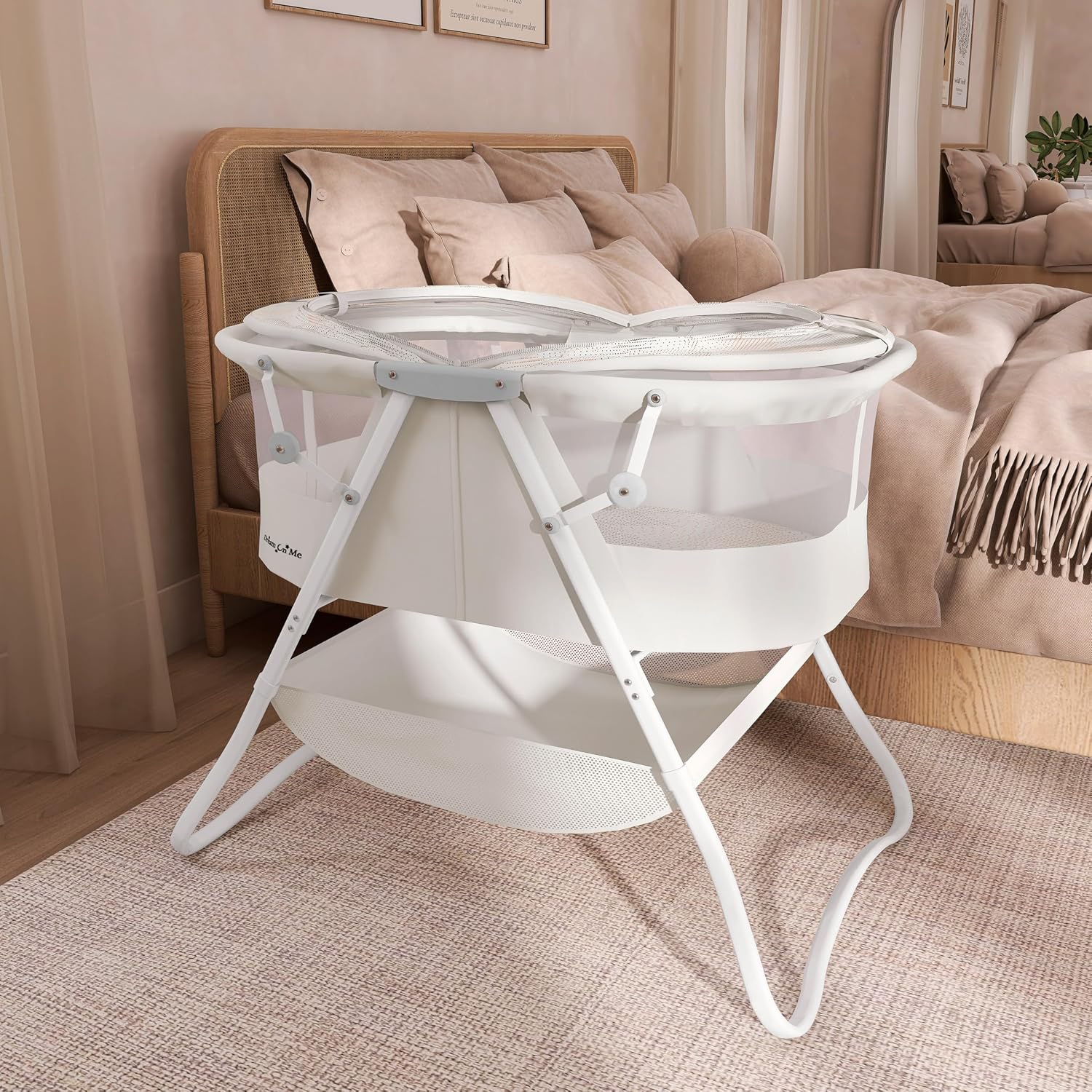 Dream On Me Karley Bassinet in Grey and Pink