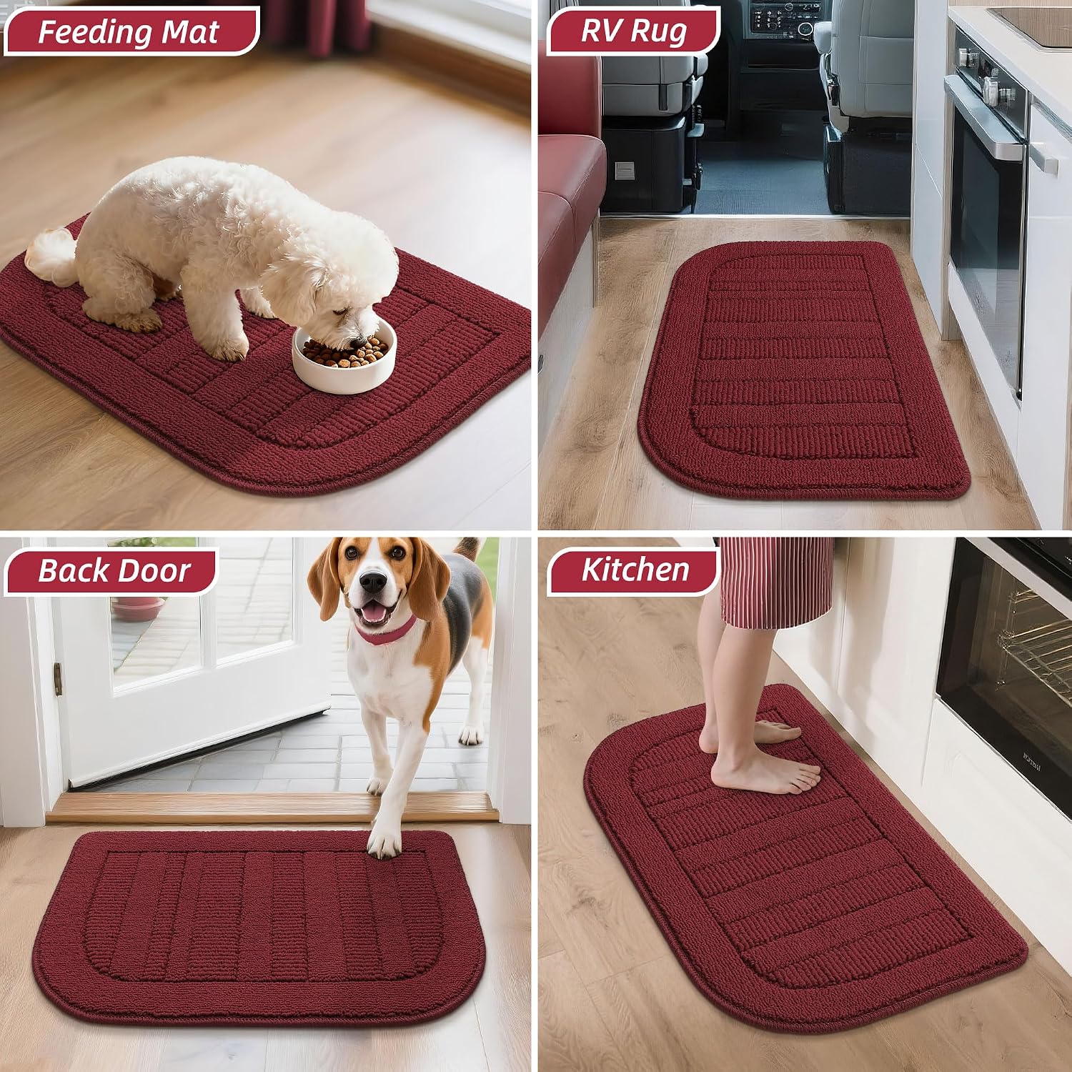 BEQHAUSE 30x18 Inch Kitchen Rugs Non Slip Washable Kitchen Sink Rug, Green