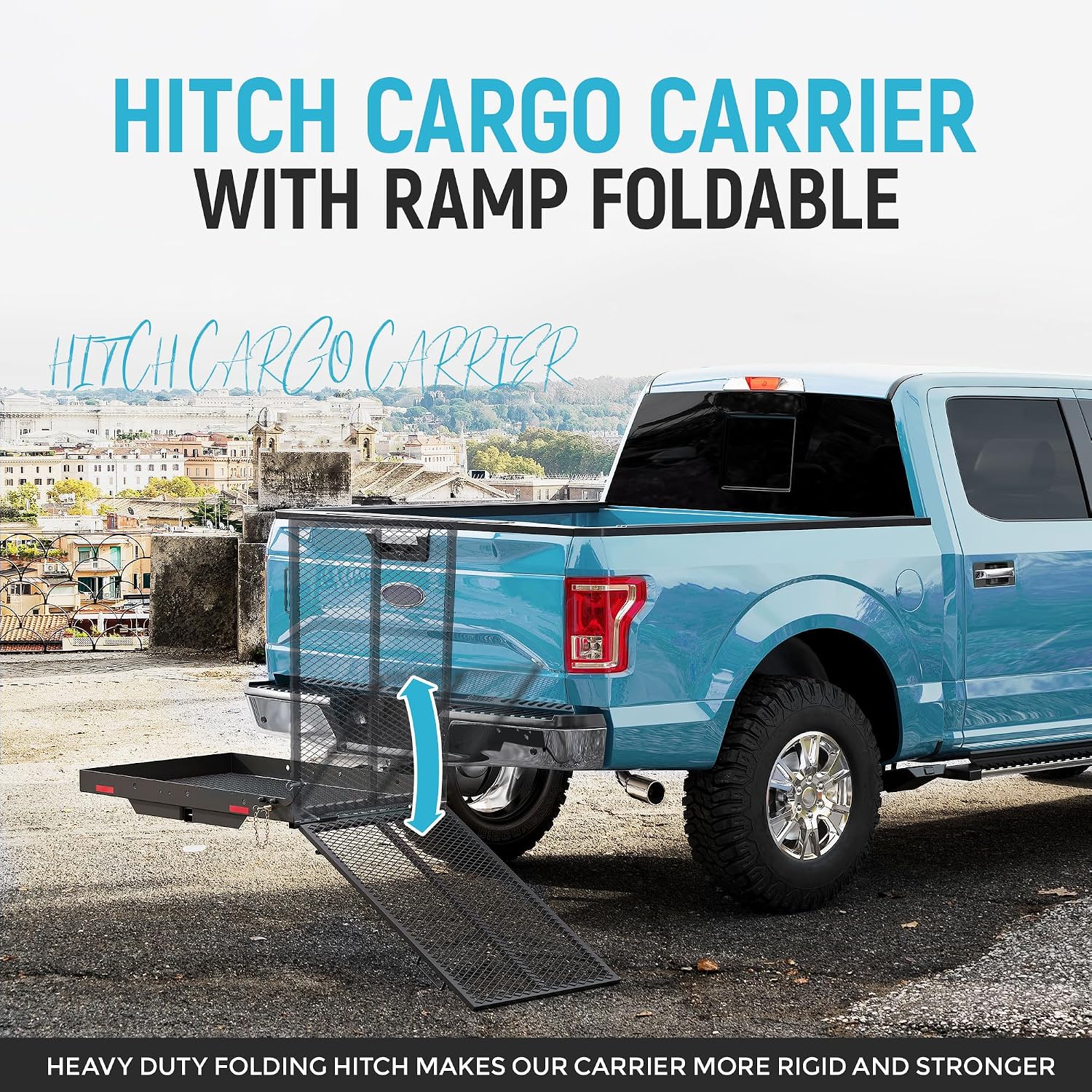 ECOTRIC 46.2 X 26.8 X 38.7 Inch Hitch Cargo Carrier W/Ramp Foldable 500 Lbs