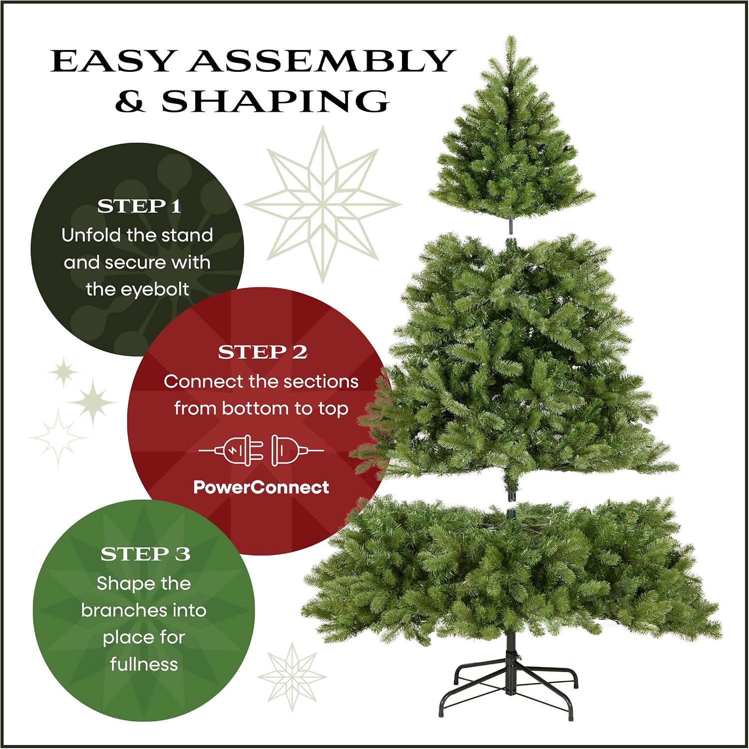 National Tree Company 7.5ft Pre-Lit Dunhill Fir Artificial Christmas Tree | 700 LED Lights, 10 Light Functions, 2,514 Tips, Foot Pedal, Includes Stand, Green