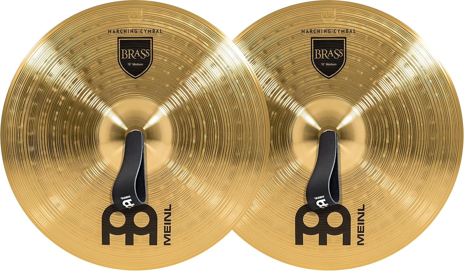 Meinl 14” Marching Cymbal Pair with Straps - Brass Alloy Traditional Finish - Made In Germany, 2-YEAR WARRANTY (MA-BR-14M)