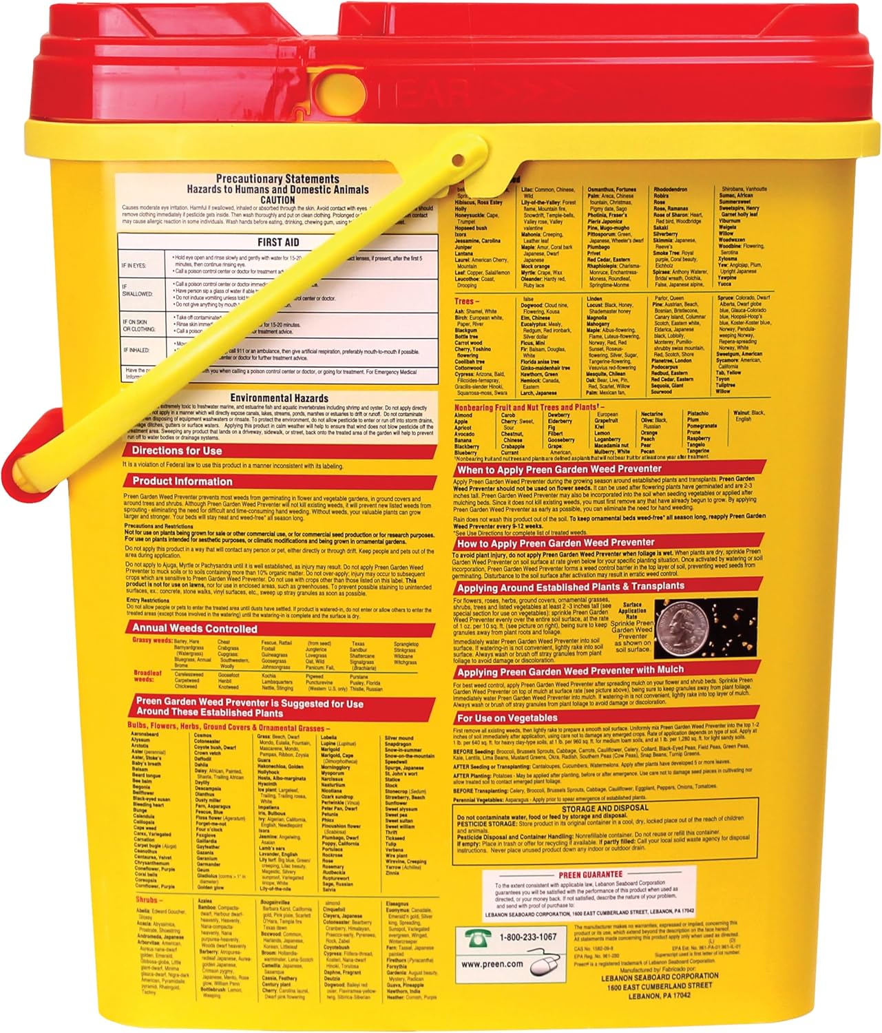 Preen Garden Weed Preventer 16 lb. Drum, Covers 2,560 sq. ft. | Pre Emergent Weed Control for Flower and Vegetable Gardens - Prevents weeds up to 3 months - Safe for use around 200 plants