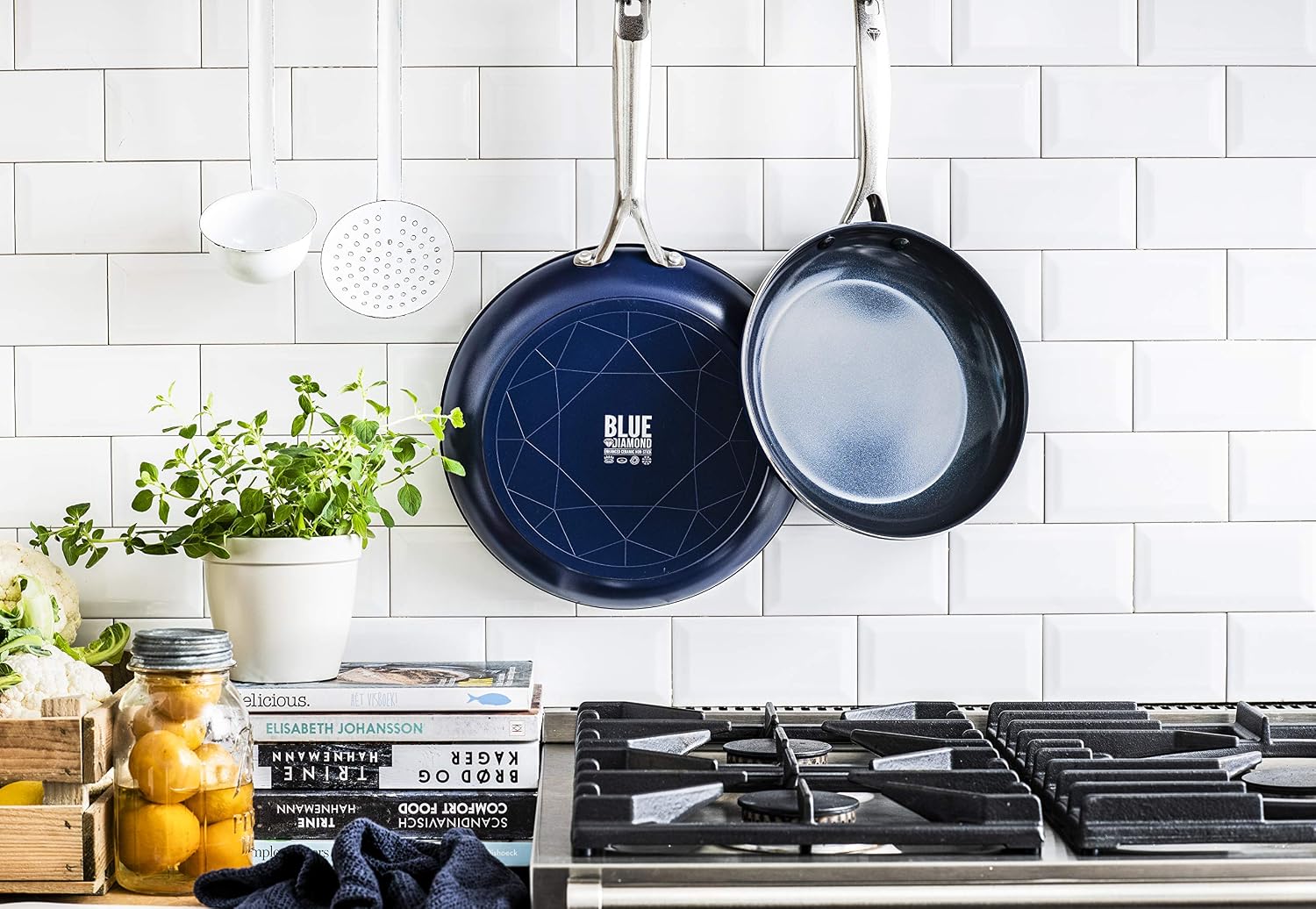 Blue Diamond Cookware Diamond Infused Ceramic Nonstick 8" Frying Pan Skillet, Induction, PFAS-Free, Dishwasher Safe, Oven Safe, Blue