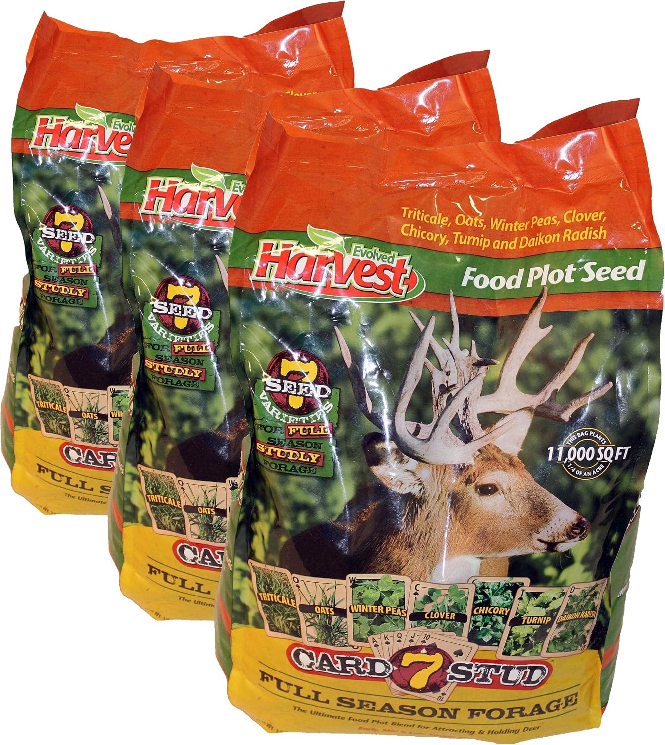 Evolved Harvest 7 Card Stud Adaptive Food Plot Seed - Full Season High-Protein & Minerals Forage for Deer