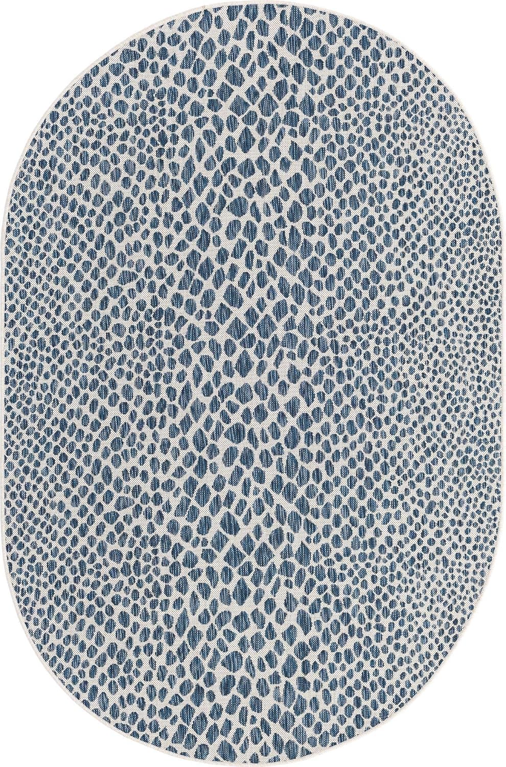 Unique Loom Outdoor Collection Area Rug - Cape Town (9' x 12' Rectangle, Blue/Ivory)