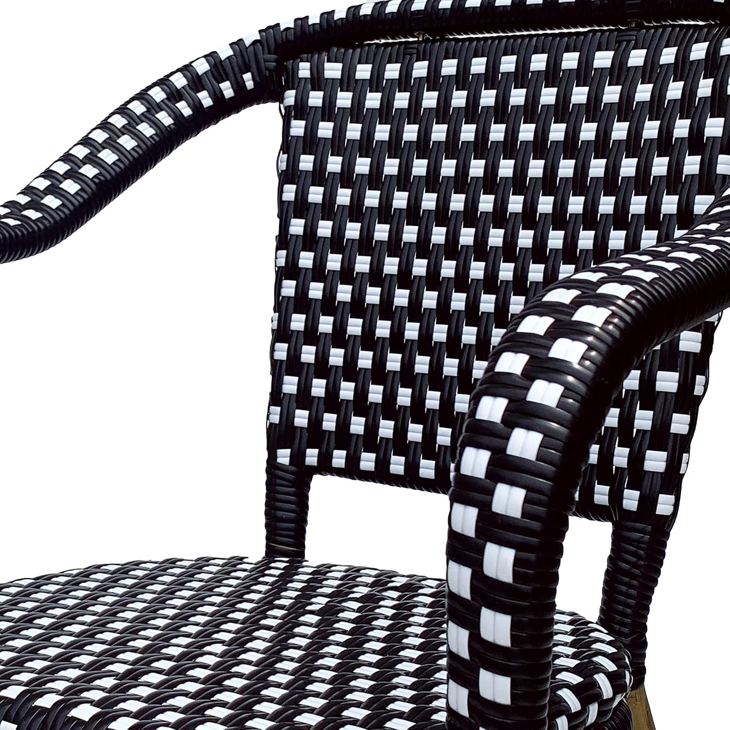 Christopher Knight Home Anastasia Outdoor French Bistro Chair (Set of 2), Black + White + Bamboo Print Finish