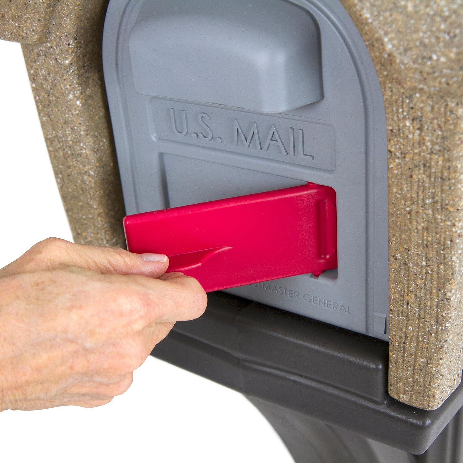 Simplay3 Rustic Home Plastic Residential Cabin Mailbox & Post Mount Combo Kit with 2 Access Doors - Sandstone, Made in USA